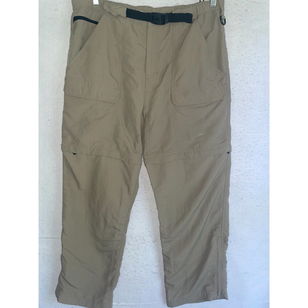 The North Face Convertible Pants Men's XL Short Cargo Hiking Zip Leg Khaki Belt